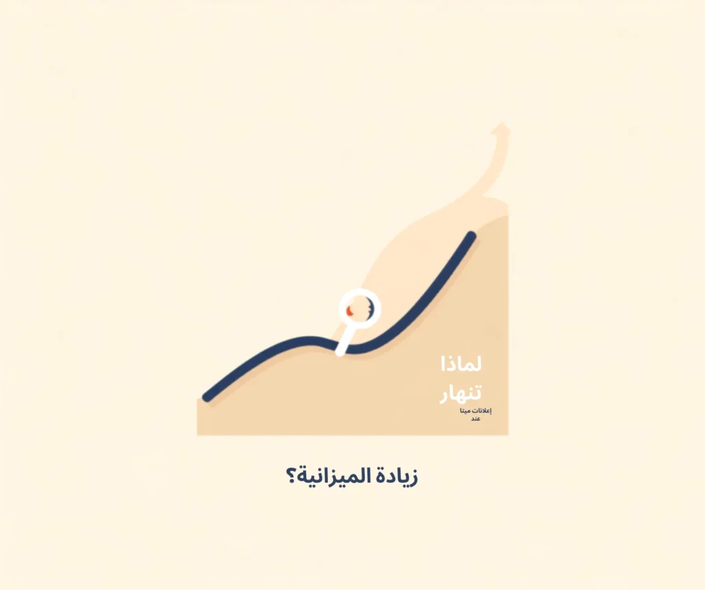 رسم يوضح تشخيص انهيار إعلانات ميتا عند زيادة الميزانية